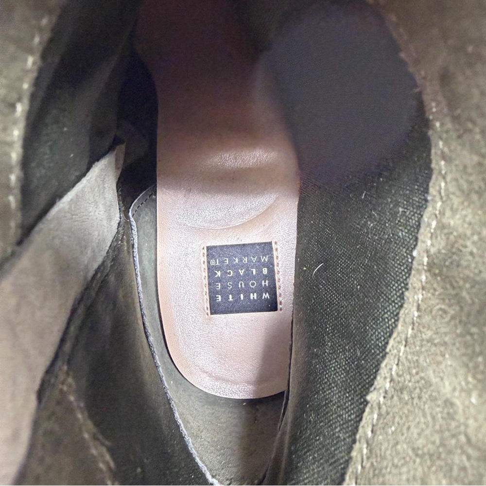 White House Black Market Olive Green Suede Ankle Boots Size 10 - Picture 10 of 12